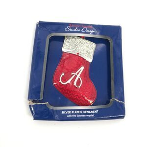 New Regent Square Silver Plated Ornament Stocking A Christmas Santa Claus NWT